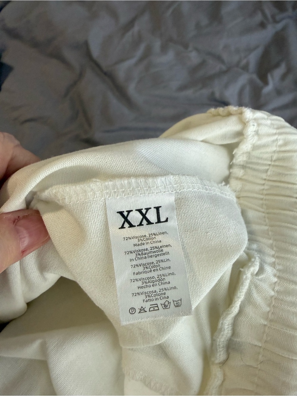 Women Elastic Waist Casual Pants - White - Picture 8 of 9